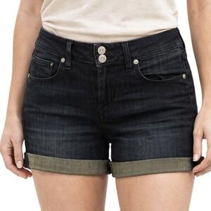 Candies Shorts 13 Dark Denim Cuffed Rolled Hem Double Button Casual Youthful